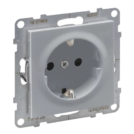 Legrand Suno 2P+F csatlakozóaljzat dugalj (csavaros) keret nélkül aluminium 721325
