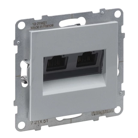 Legrand Suno alumínium 2xRJ45 UTP Cat.5E csatlakozóaljzat, keret nélkül 721351