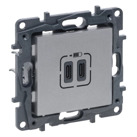 Legrand Niloé Step 2xUSB-C töltőaljzat 5V 3A 15W alumínium 863339