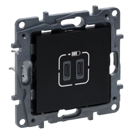 Legrand Niloé Step 2xUSB-C töltőaljzat 5V 3A 15W fekete 863539