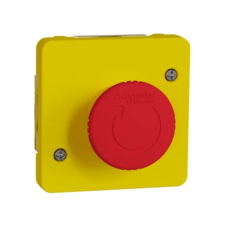 Schneider Electric MUREVA Styl nyomógombos vészleállító negyed fordulatos oldással piros/sárga MUR35053
