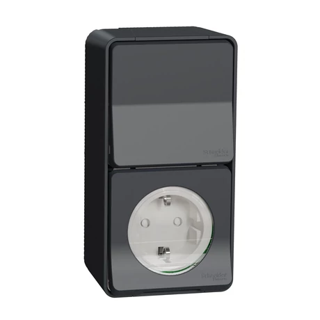 Schneider Electric MUREVA Styl 2p+f csatlakozóaljzat váltókapcsolóval (2p+f/106) komplett antracitszürke MUR36024