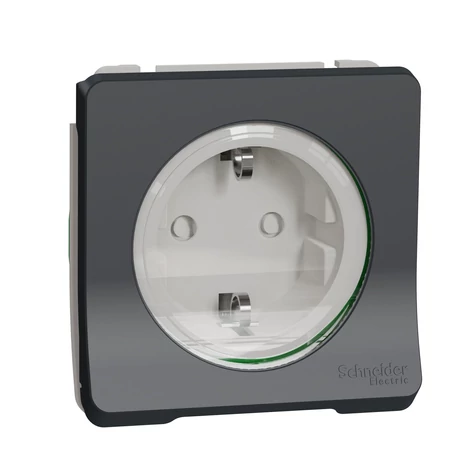 Schneider Electric MUREVA Styl 2p+f csatlakozóaljzat biztonsági zsaluval csapófedéllel rugós antracitszürke MUR36134
