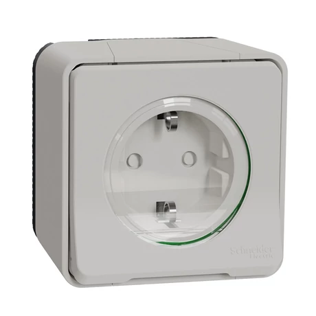 Schneider Electric MUREVA Styl 2p+f csatlakozóaljzat biztonsági zsaluval csapófedéllel rugós komplett polárfehér MUR39034