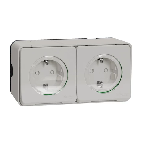 Schneider Electric MUREVA Styl 2x2p+f csatlakozóaljzat biztonsági zsaluval csapófedéllel rugós komplett polárfehér MUR39035