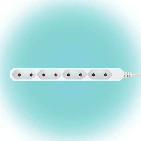 Home NV 4E-5/WH EURO hálózati elosztó 5 m H05VVH2-F 2 x 0,75 mm2, 4 védőérintkezős EURO aljzat, max. 2300 W, fehér NV 4E-5/WH