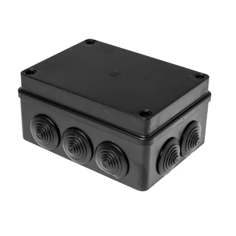 Pawbol falon kívüli kötődoboz gumi bevezetővel 150x110x70 mm műanyag fekete UV-álló IP65 S-BOX 306C