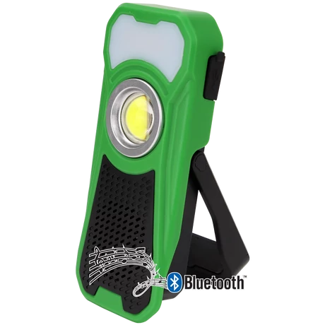 Akkumulátoros LED kézi lámpa Bluetooth hangszóróval STLBT10W