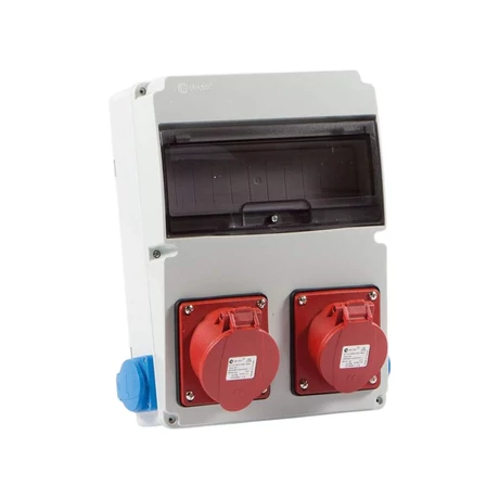 TP Electric Ipari doboz szerelt 2x 5P 16A + 2x 2p+f 11 modul ablak 220x300 3320-002-5500