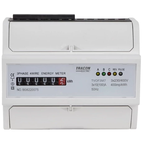 Tracon Elektromechanikus fogyasztásmérő közvetlen 3 fázisú 7 modul TVOF3M7