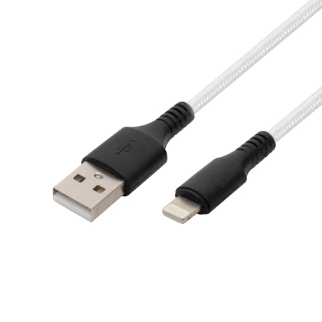 Home USBAL1 töltőkábel, USB A / Lightning, 2.1A, 1m, szövött, fehér USBAL1