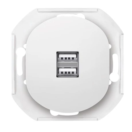 Aling-Conel EON 2xUSB töltő csatlakozó aljzat 21A 5V= keret nélkül fehér E6161.0