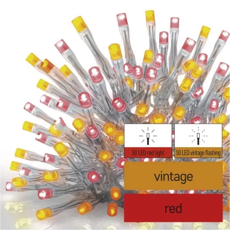 Emos LED Standard sorolható füzér kültéri pulzáló jégcsapok 2,5 m piros/vintage D1CD01