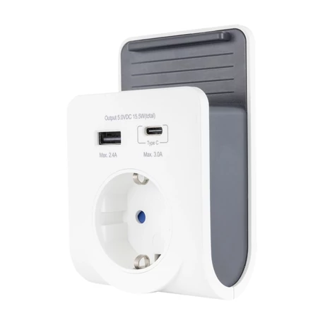 GAO Földelt lengő csatlakozóaljzat 2XUSB+ mobiltelefon tartóval 6005H