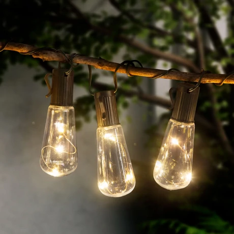 Szolár LED fényfüzér - villanykörte design - 30 LED - 180 cm 11742