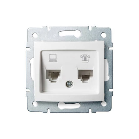 Kanlux DOMO UTP RJ45 Cat 5e+RJ11 telefon csatlakozóaljzat keret nélkül fehér 247