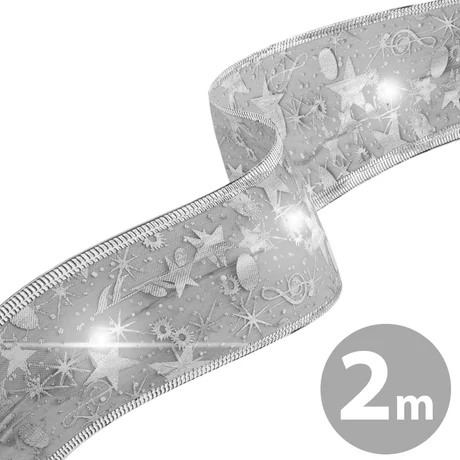 Karácsonyi LED-es szalag ezüst 2m x 5cm 58933C