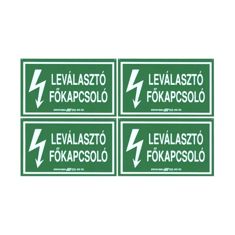 Matrica 100x60 mm leválasztó főkapcsoló jelzéssel ERVT10/01V217