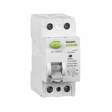 Noark Fi relé 2P 40A 30mA 6kA &quot;A&quot; ÁVK Ex9L-N 108350