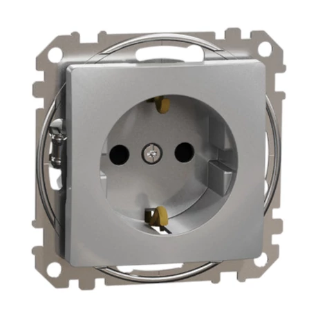 Schneider Sedna Design 2P+F dugalj gyermekvédelemmel alumínium SDD113021