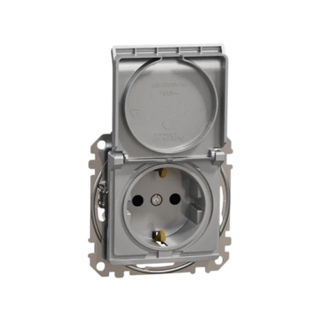 Schneider Sedna Design 2P+F dugalj gyermekvédelemmel csapófedéllel alumínium SDD113023