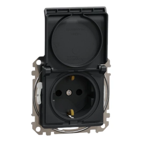 Schneider Sedna Design 2P+F dugalj gyermekvédelemmel csapófedéllel antracit IP44 SDD214024