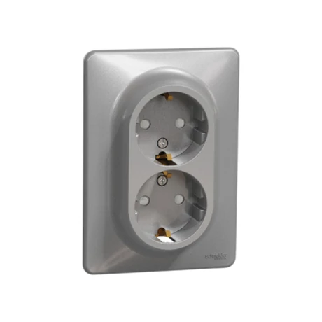 Schneider Sedna Design 2x2P+F dugalj gyermekvédelemmel alumínium SDD313221
