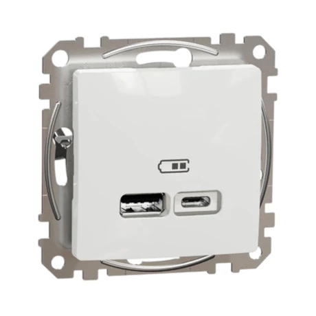 Schneider Sedna Design dupla USB töltő A+C 2,4A fehér SDD111402 