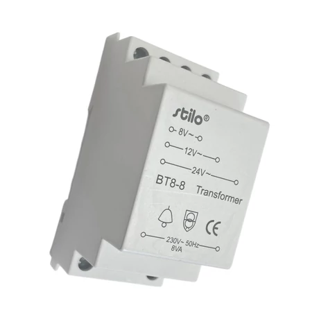 Stilo biztonsági csengő trafó sínre szerelhető 8-12-24V STI398