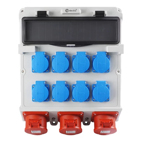 TP Electric ipari csatlakozó doboz szerelt 300x340mm 8x 2P+F + 1x 5P 16A + 2x 5P 32A 14 modul IP44 3610-800-5172