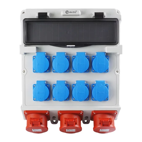 TP Electric ipari csatlakozó doboz szerelt 300x340mm 8x 2P+F + 3x 5P 16A 14 modul IP44 3610-800-0503 