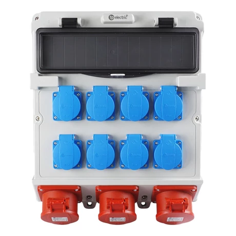 TP Electric ipari csatlakozó doboz szerelt 300x340mm 8x 2P+F + 3x 5P 32A 14 modul IP44 3610-800-0703