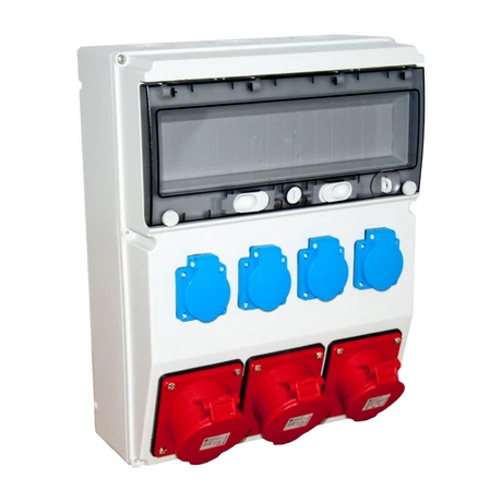 TP Electric ipari csatlakozó doboz szerelt 300x400mm 1x 5P 16A + 2x 5P 32A + 4x 2P+F gyorscsatlakozós aljzatokkal IP44 3360-400-5172HH