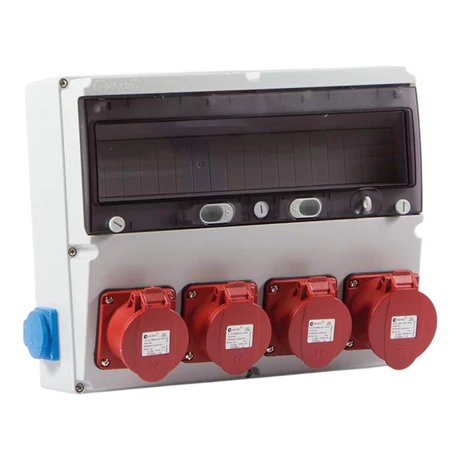 TP Electric ipari csatlakozó doboz szerelt 360×300mm 3x 5P 16A + 1x 5P 32A + 2x 1P 16A 18 modul IP44 3323-002-5371 