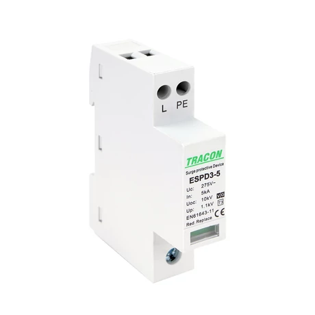 Tracon túlfeszültség levezető cserélhető betéttel T3 AC 10kA 1+1P ESPD3-5-1+1P