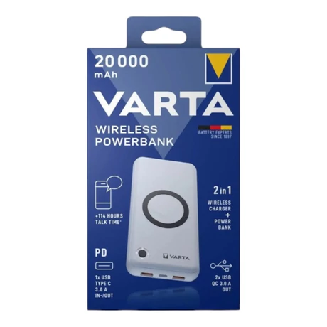 Varta power bank energy 20000mAh vezeték nélküli töltő PV0857909 V-57909