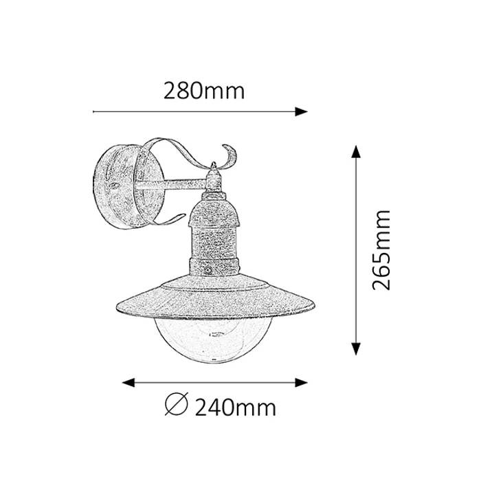Oslo antik arany kültéri falikar lámpatest E27 Rábalux 8271