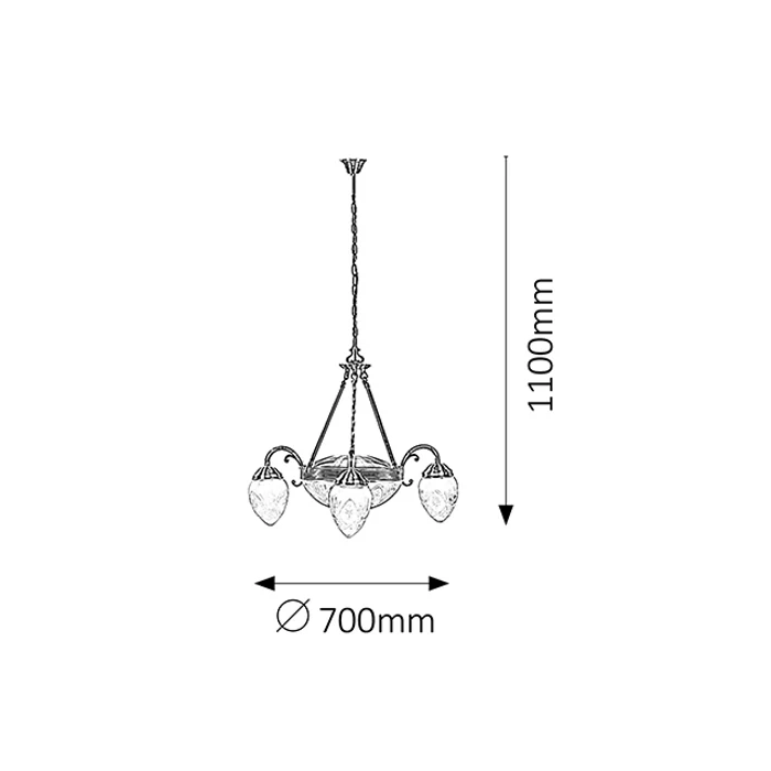 Annabella függeszték 3 ágú 3XE27+2XE14 D70cm Rábalux 8633