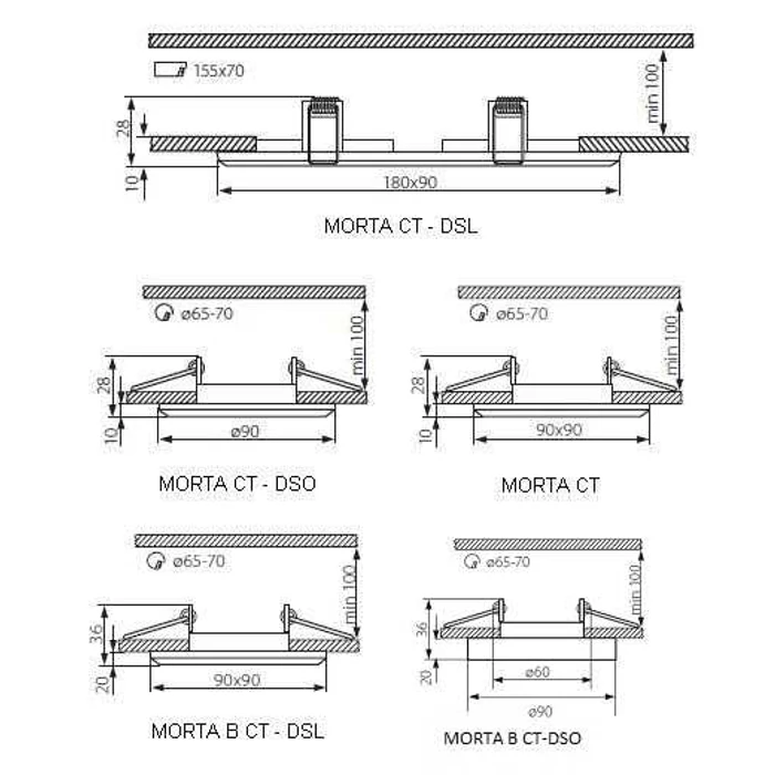 Kanlux MORTA CT-DSL50-SR  üveg mennyezeti spot lámpatest MR16 18512