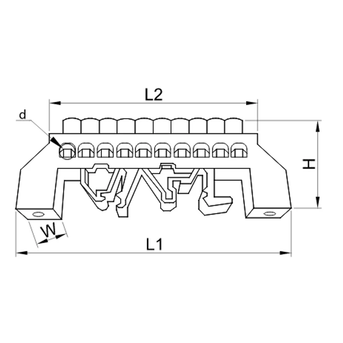 Tracon szigetelt nulla sín gyűjtősín kék 6x9mm 6P NPE-B6-6