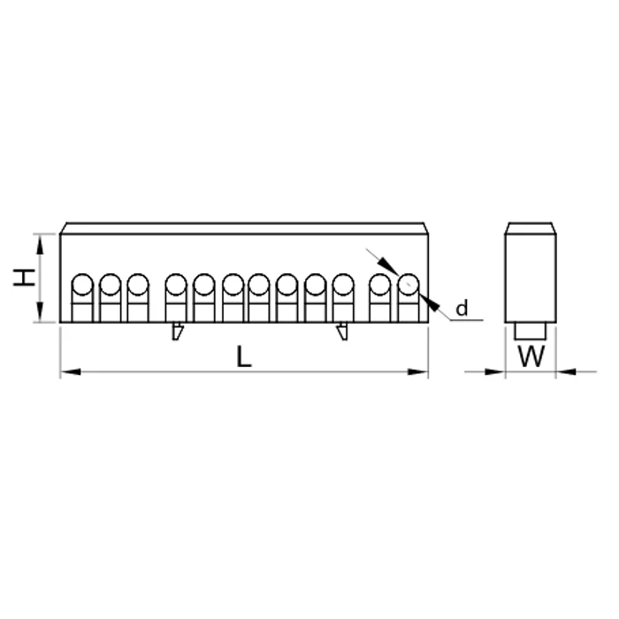 Tracon Szigetelt gyüjtősín-földelősín kék zárt 6x9mm 12P NPE-ZB