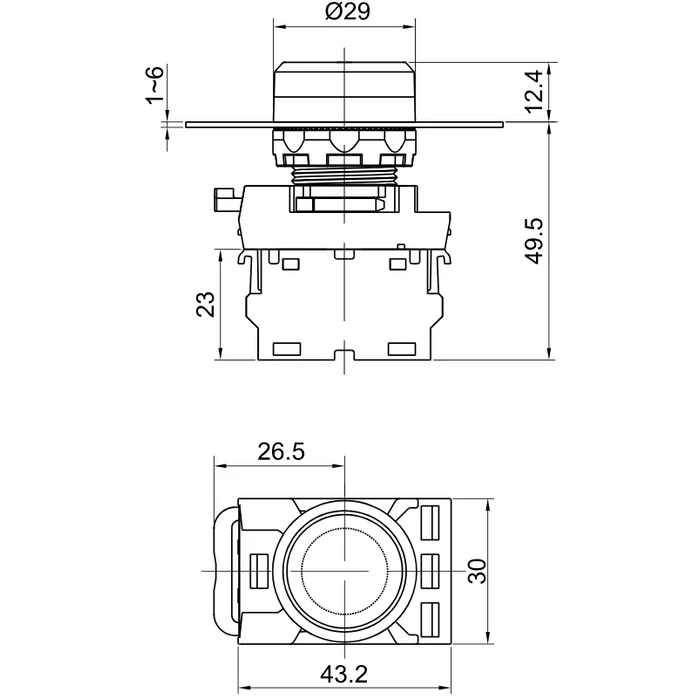Tracon Jelölt nyomógomb zöld (fehér I) 1×NO, 5A/230V AC-15, IP65