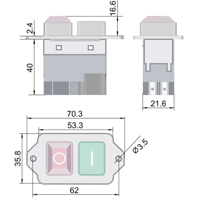 Tracon csavarozható relés biztonsági kapcsoló sárga kerettel 4PIN SSTM-04