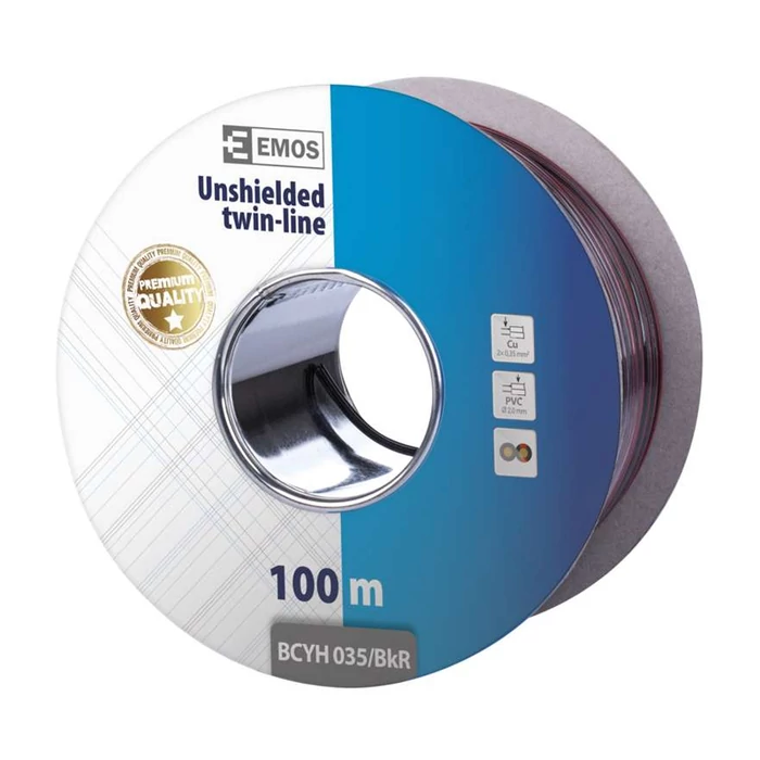 Emos hangfalkábel 2x0,35 mm2 piros-fekete réz (CU) S8230