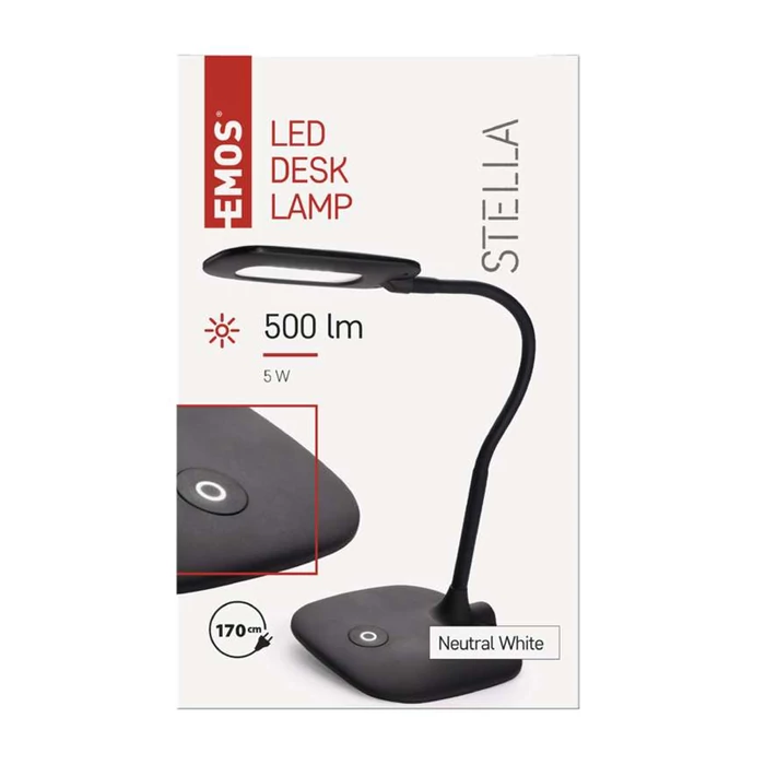 Emos Stella LED asztali lámpa 5W 500Lm 4000K fekete Z7602B