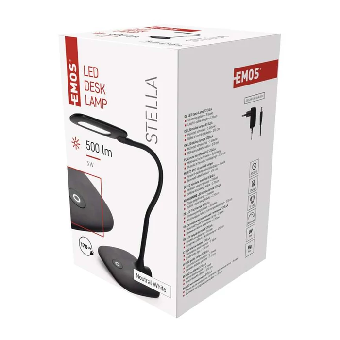 Emos Stella LED asztali lámpa 5W 500Lm 4000K fekete Z7602B