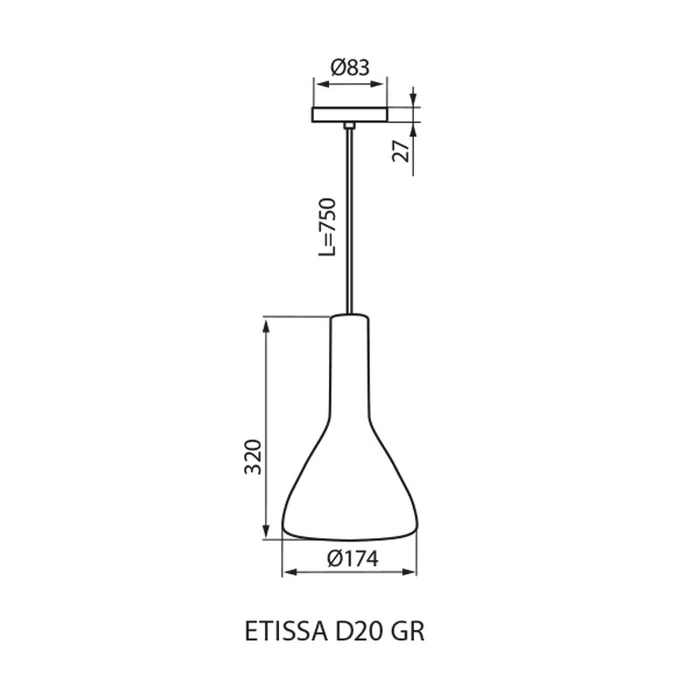 Kanlux ETISSA D20 GR függeszték mennyezeti lámpa 1xE27 27000