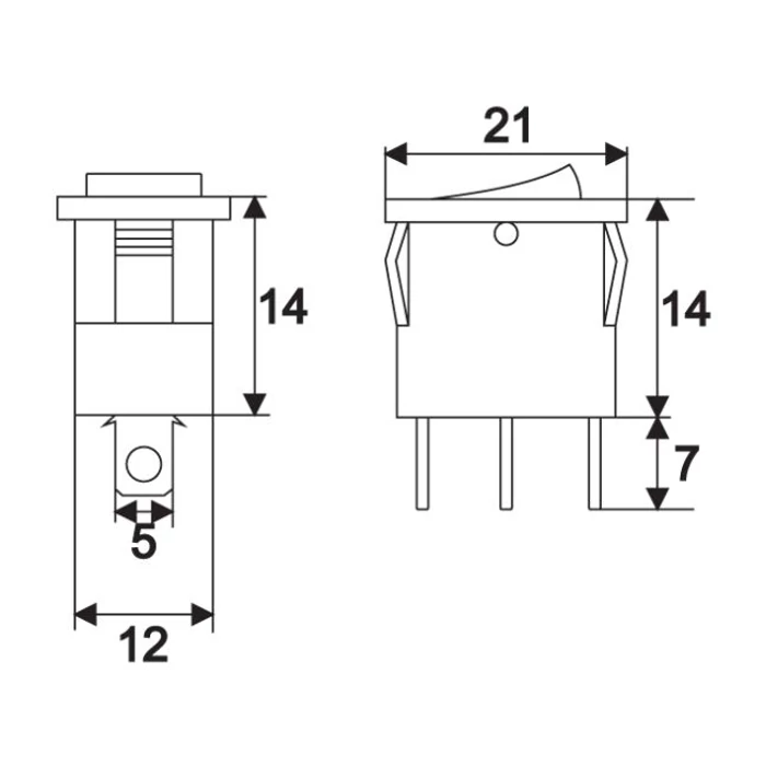 2 állású billenő kapcsoló piros LED-el 12V DC 15A 09027PI