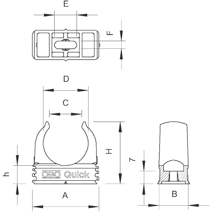 OBO QUICK csőbilincs 20 mm műanyag bepattintható 2149010