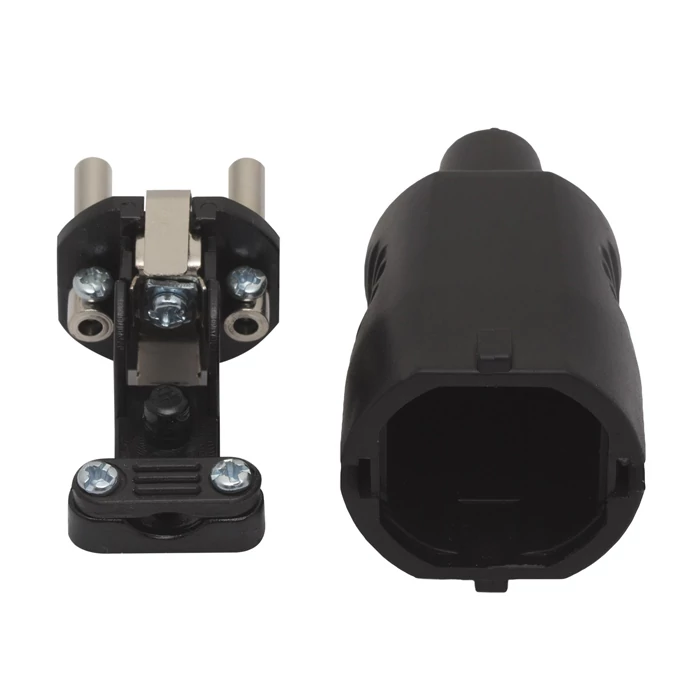 Gumírozott lengő dugvilla fekete 250V 16A (GL) 05938